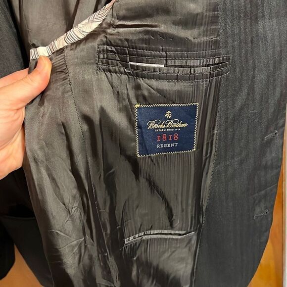 Brooks Brothers 1818 Regent Dark Grey Wool Two Button Suit Jacket 42 - Picture 7 of 9